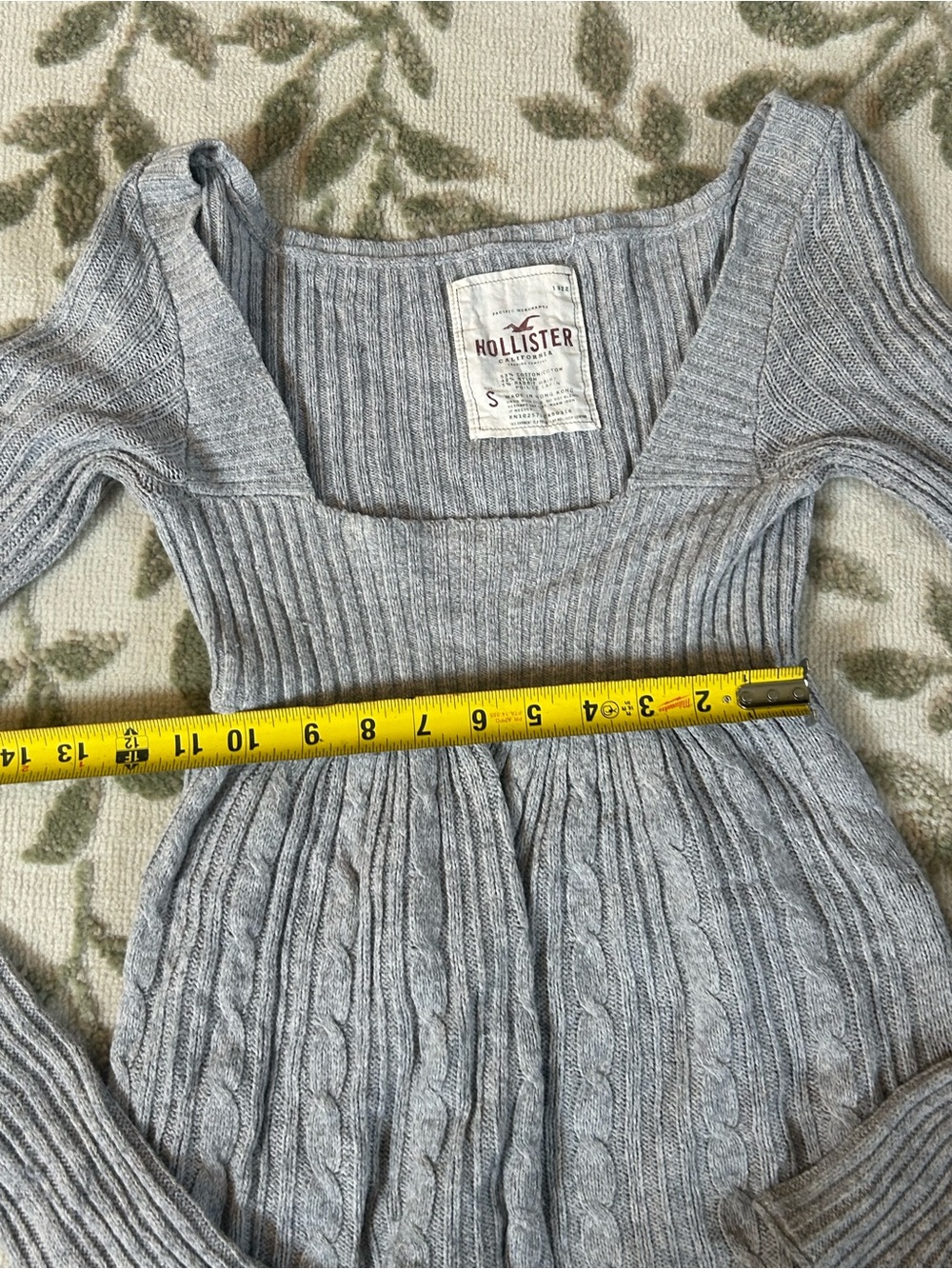 Vintage Y2K Hollister Babydoll Top Women SMALL GREY CableKnit Sweater BellaSwan - Picture 6 of 15